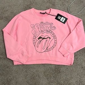 Neon pink Rolling Stones sweatshirt